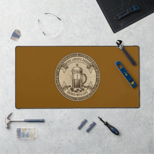 Artisanal French Press Coffee   Vintage "Brewed   Desk Mat