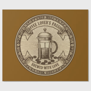 Artisanal French Press Coffee   Vintage "Brewed   Wrapping Paper
