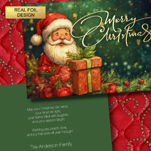 Artisitc Santa Illustration Christmas Red Green
