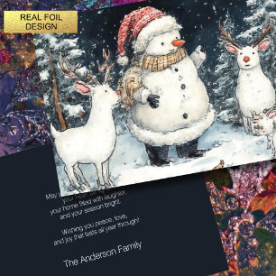 Artisitc Snowman Forest Illustration Christmas 