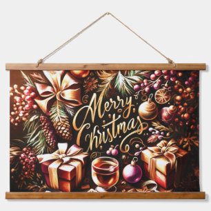 Artisitc Warm Chocolate Festive Cosy Christmas Hanging Tapestry