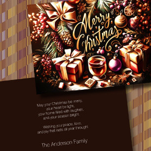 Artisitc Warm Chocolate Festive Cozy Christmas Holiday Card