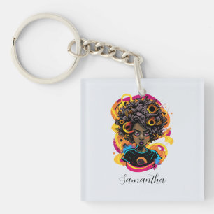 Artist Afro Woman Key Ring