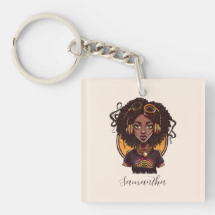 Artist Afro Woman Key Ring