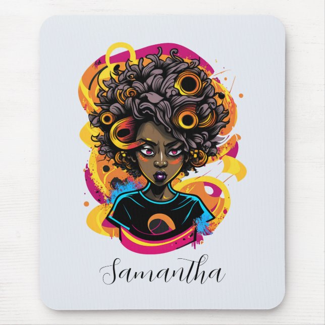 Artist Afro Woman Mouse Pad (Front)