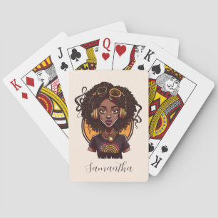 Artist Afro Woman Playing Cards
