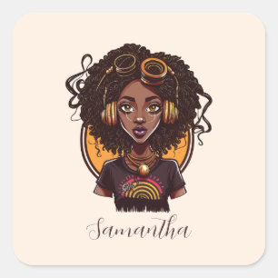 Artist Afro Woman Square Sticker