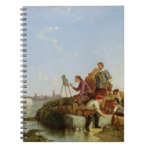 Artist at his Easel and Shipping beyond, 1894 (oil Spiral Notebook