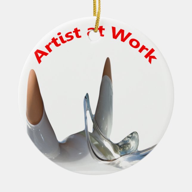 Artist at Work Ceramic Tree Decoration (Front)