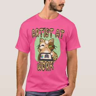 Artist at work cute cat design T-Shirt