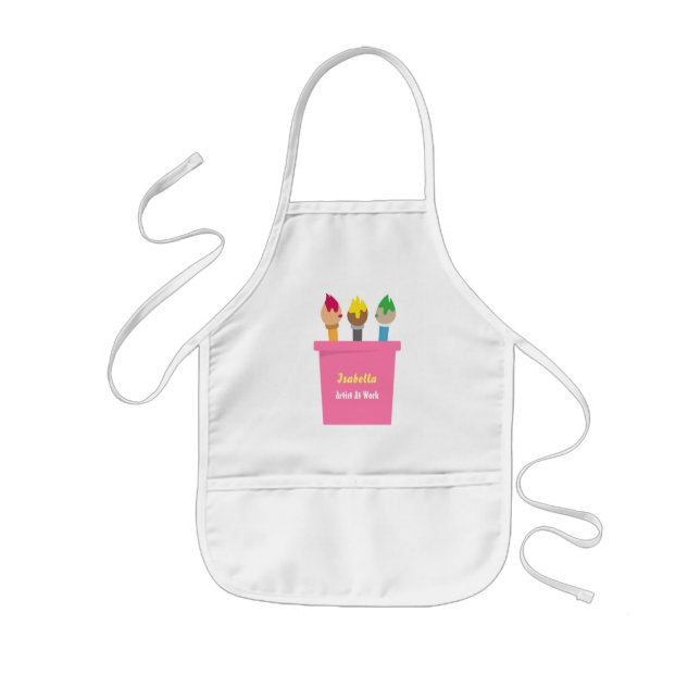 Artist at Work Paintbrushes Apron Personalised (Front)