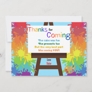 Artist Birthday Party Thank You Card