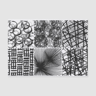 Artist Black White Abstract Circle Line Texture Tissue Paper