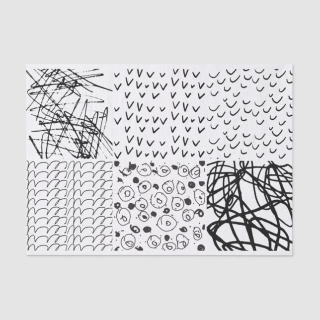 Artist Black White Doodle Scribble Pattern Texture Tissue Paper (Front)