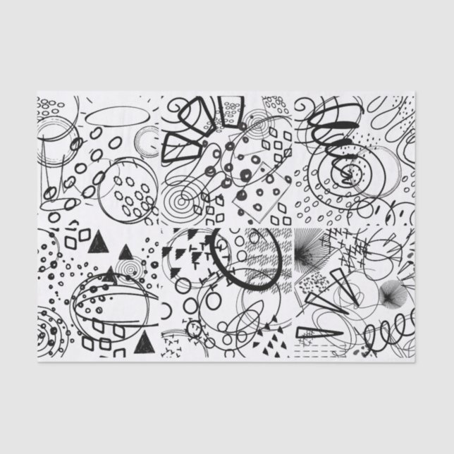 Artist Black White Doodle Scribble Pattern Texture Tissue Paper (Front)