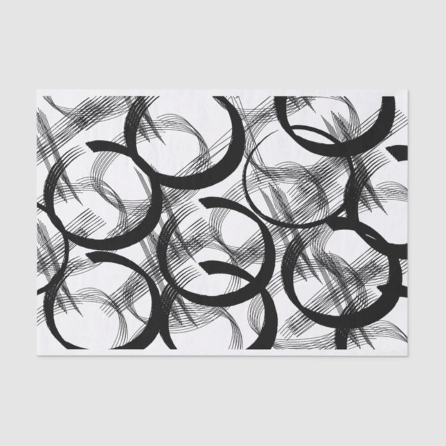 Artist Black White Large Dark Circle Line Texture Tissue Paper (Front)