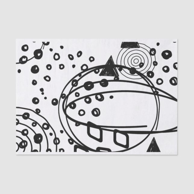 Artist Black White Large Doodle Pattern Texture Tissue Paper (Front)