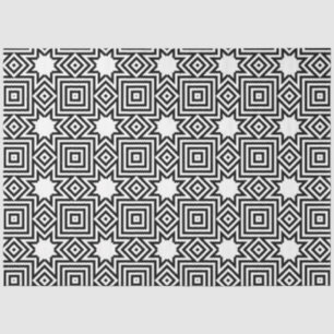 Artist Black White Large Star Square Geometric  Tissue Paper