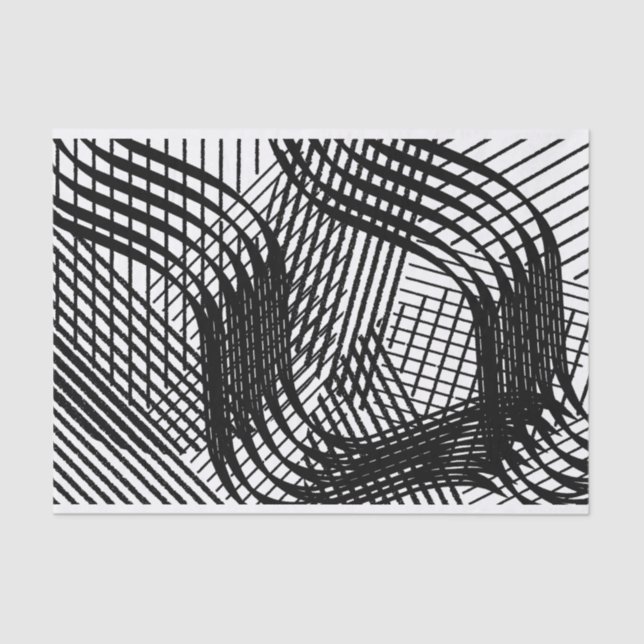 Artist Black White Large Wavy Line Pattern Texture Tissue Paper (Front)