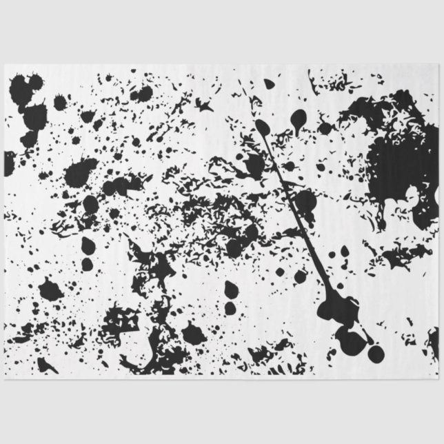 Artist Black White Paint Splatter Grunge Texture Tissue Paper (Front)