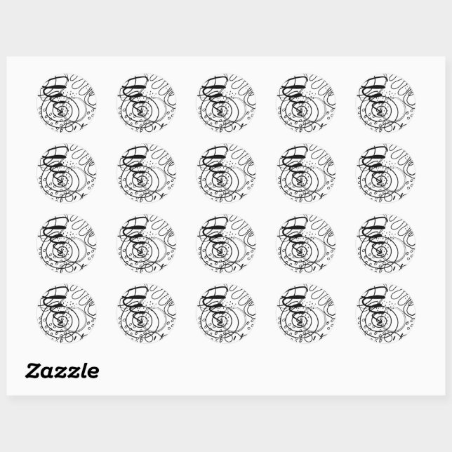Artist Black White Scribbles Doodles Background  Classic Round Sticker (Sheet)
