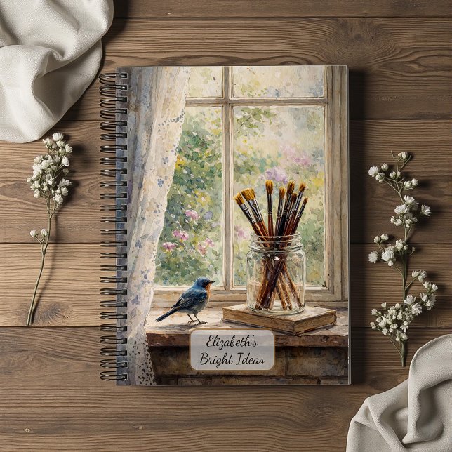 Artist Brushes Window Scene Notebook (Creator Uploaded)