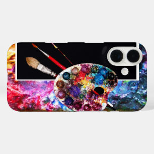 ARTIST COLOR PALETTE AND BRUSHES ,Black iPhone 16 Case