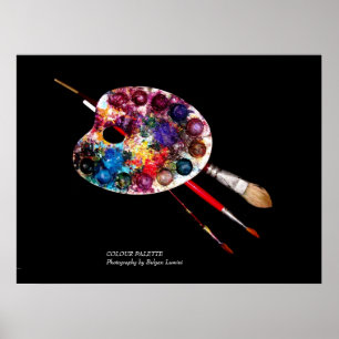 ARTIST COLOR PALETTE AND BRUSHES IN BLACK POSTER