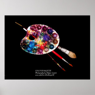 ARTIST COLOR PALETTE AND BRUSHES IN BLACK POSTER
