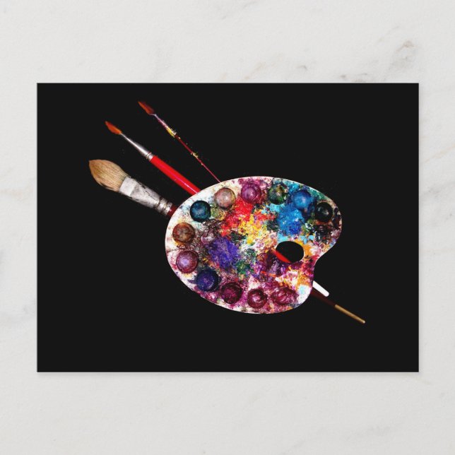 ARTIST COLOR PALETTE AND BRUSHES POSTCARD (Front)