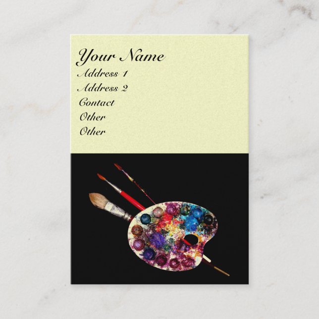 ARTIST COLOR PALETTE ,black,gold metallic paper Business Card (Front)