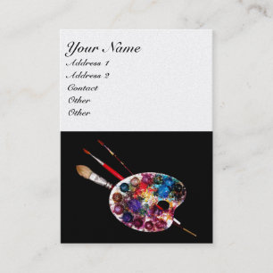 ARTIST COLOR PALETTE ,black,white pearl paper Business Card