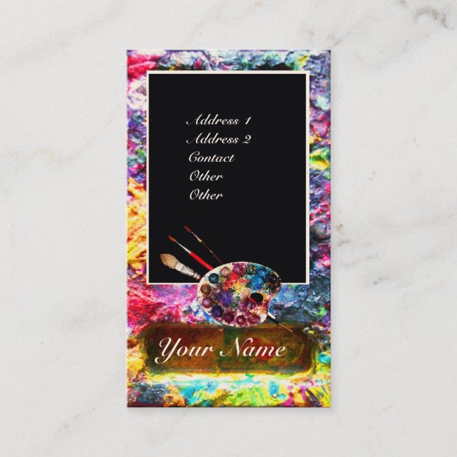 ARTIST COLOR PALETTE MONOGRAM Painter,Art Supplies Business Card (Front)