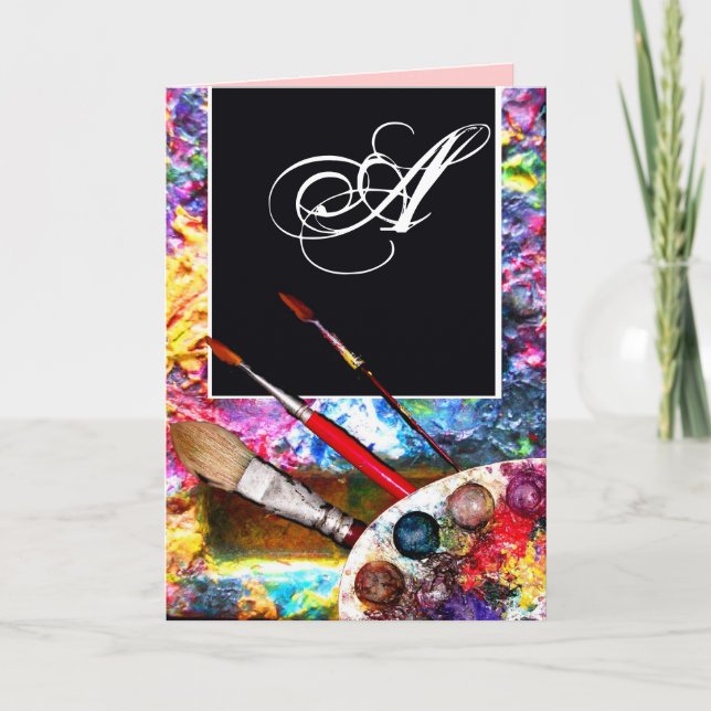 ARTIST COLOUR PALETTE MONOGRAM NOTE CARD (Front)