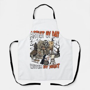 Artist Day Witch Night Halloween Skeleton Painter Apron