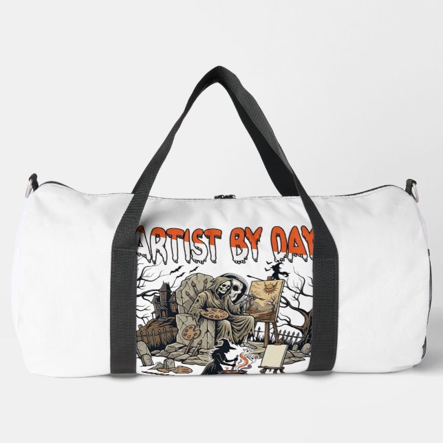 Artist Day Witch Night Halloween Skeleton Painter  Duffle Bag (Front)