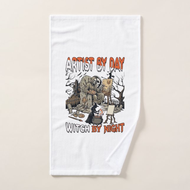 Artist Day Witch Night Halloween Skeleton Painter  Hand Towel (Hand Towel)