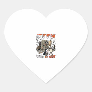 Artist Day Witch Night Halloween Skeleton Painter  Heart Sticker