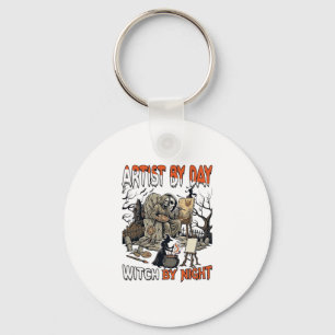 Artist Day Witch Night Halloween Skeleton Painter  Key Ring