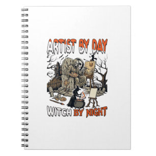 Artist Day Witch Night Halloween Skeleton Painter  Notebook