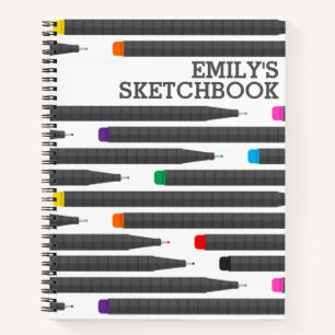 Artist Drawing Sketchbook with Name Notebook
