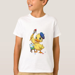 Artist Duck Painting on Easel Kids T-Shirt