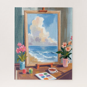 Artist Easel Canvas Watercolor Painting Jigsaw Puzzle