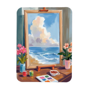 Artist Easel Canvas Watercolor Painting Magnet
