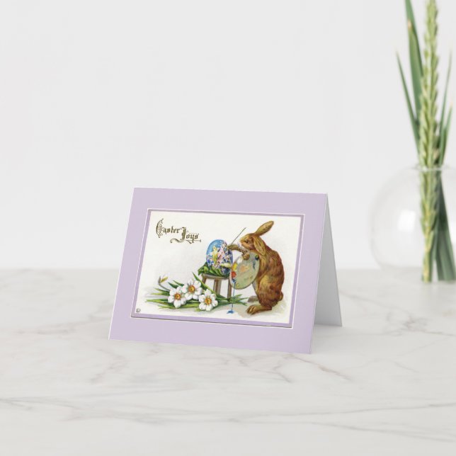 Artist Easter Bunny Lavender Note Card (Front)