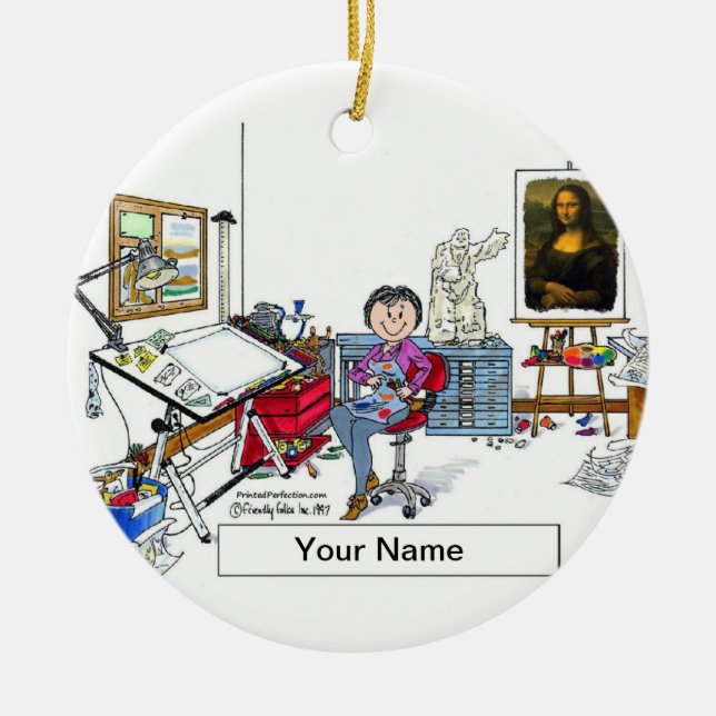 Artist - Female Ceramic Tree Decoration (Front)