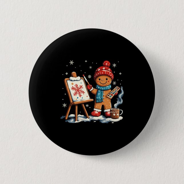 Artist Gingerbread Painter Art Teacher Student Chr 6 Cm Round Badge (Front)