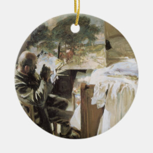 Artist in His Studio by Sargent, Vintage Fine Art Ceramic Tree Decoration