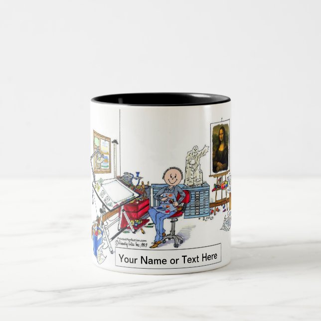 Artist - Male Cartoon by PrintedPerfection.com  Two-Tone Coffee Mug (Center)