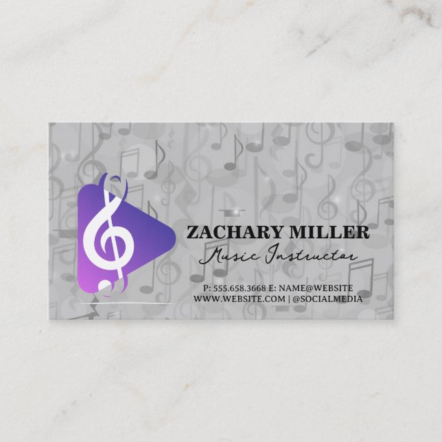 Artist | Musical Notes Pattern Business Card (Front)